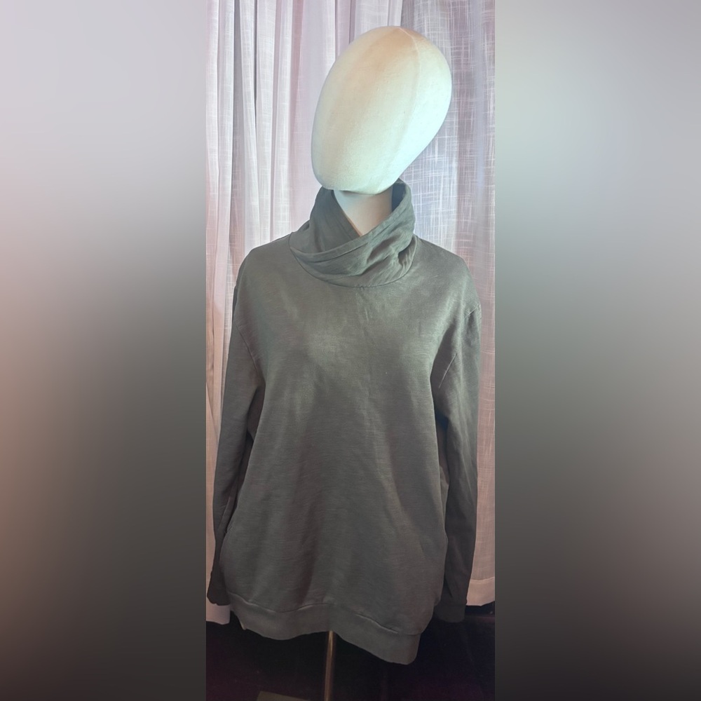 🌿 Threadbare Men’s Olive Cowl Neck Sweatshirt | Cozy Cool | XXL